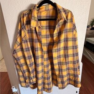 SHEIN Yellow and Black Plaid Shirt